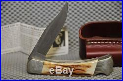 NEW Buck Damascus/Stag Folding Hunter knife 110DM Cat. #1684 in shop worn carton