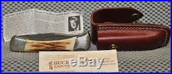 NEW Buck Damascus/Stag Folding Hunter knife 110DM Cat. #1684 in shop worn carton