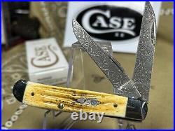 NEW Case XX Mini Trapper Burnt Goldenrod Folding Damascus Pocket Knife 52422