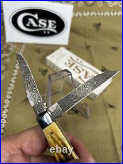 NEW Case XX Mini Trapper Burnt Goldenrod Folding Damascus Pocket Knife 52422