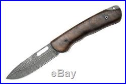 NEW RUSSIAN Bars Handmade Damascus Folding Blade Knife Oak Wood Handle