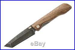 NEW RUSSIAN Cunashir Handmade Damascus Folding Blade Knife Oak Wood Handle