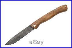 NEW RUSSIAN Starozhil Handmade Damascus Folding Blade Knife Oak Wood Handle