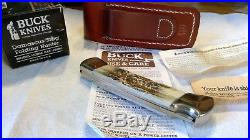 NIB Buck USA 110DM Damascus/Stag Folding Hunter Lockback Knife 1989