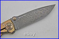 NIB Spartan Blades Harsey Custom Knife 4 SS Damascus, Plague Doctor Gold