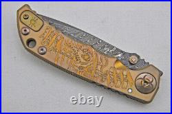 NIB Spartan Blades Harsey Custom Knife 4 SS Damascus, Plague Doctor Gold