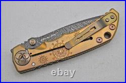 NIB Spartan Blades Harsey Custom Knife 4 SS Damascus, Plague Doctor Gold