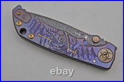 NIB Spartan Blades Harsey Custom Knife 4 SS Damascus, Plague Doctor Purple