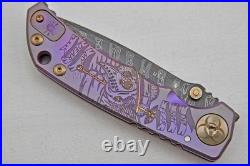 NIB Spartan Blades Harsey Custom Knife 4 SS Damascus, Plague Doctor Purple