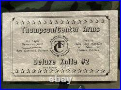 NIB Thompson Center Deluxe Folding Knife #2 Stag 512 Layer Damascus Ltd #234