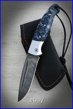 Natural Custom handmade hand-forged folding knife Shark Damascus