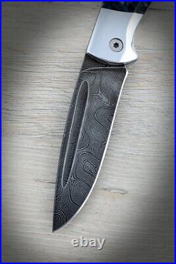 Natural Custom handmade hand-forged folding knife Shark Damascus