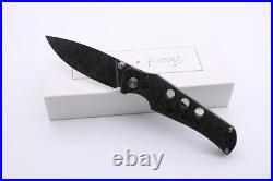 New Custom camping Pocket Folding Knife Damascus Blade Carbon Fiber + titanium