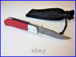 New Damascus Liner Lock Pocket Knife Folder by Elenbaas Jake