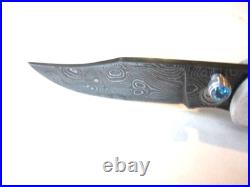 New Damascus Liner Lock Pocket Knife Folder by Elenbaas Jake