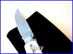 New Damascus Liner Lock Pocket Knife Folder by Elenbaas Jake