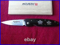 New Limited Edition No. 019 Mcusta Knife Folding Damascus Blade Flower Wood Black