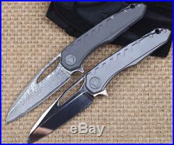 New Model Knife Folding Damascus / M390 Blade Ball Bearing Titanium Handle Tool