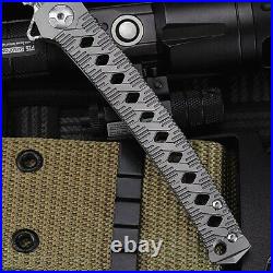 New Outdoor Fixed Tactical Folding Knife Damascus Steel Titanium Alloy survival