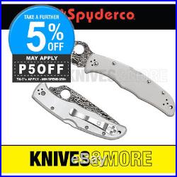 New SPYDERCO ENDURA 4 Plain Blade Folding Knife Titanium Damascus C10TIPD Save