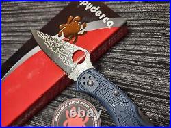 New Spyderco Delica 4 KnifeJoy Exclusive VG10/Damascus Blue FRN C11FPNBD-