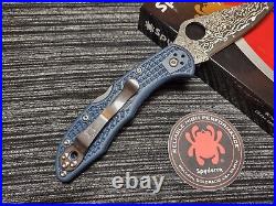 New Spyderco Delica 4 KnifeJoy Exclusive VG10/Damascus Blue FRN C11FPNBD-