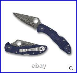 New Spyderco Delica 4 KnifeJoy Exclusive VG10/Damascus Blue FRN C11FPNBD-