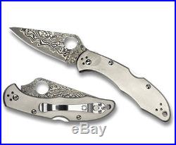 New Spyderco Delica 4 Titanium Damascus Plain Blade Folding Knife C11tipd