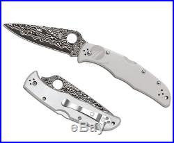 New Spyderco Endura 4 Titanium Damascus Plain Blade Folding Knife C10tipd