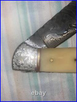 New damascus Folding knife No Box Flowers Unknown Maker Beautiful