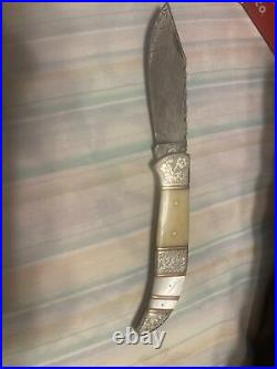 New damascus Folding knife No Box Flowers Unknown Maker Beautiful