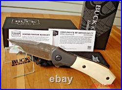 Nib Buck Knife 590 Ivsle Paradigm Bos Raindrop Damascus Blade G-10 Handles USA