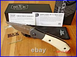 Nib Buck Knife 590 Ivsle Paradigm Bos Raindrop Damascus Blade G-10 Handles USA