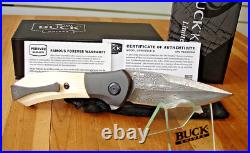 Nib Buck Knife 590 Ivsle Paradigm Bos Raindrop Damascus Blade G-10 Handles USA
