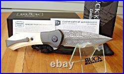 Nib Buck Knife 590 Ivsle Paradigm Bos Raindrop Damascus Blade G-10 Handles USA