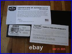 Nib Buck Knife 590 Ivsle Paradigm Bos Raindrop Damascus Blade G-10 Handles USA