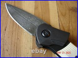 Nib Buck Knife 590 Ivsle Paradigm Bos Raindrop Damascus Blade G-10 Handles USA