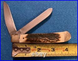 Nos Hen & Rooster 312 Deer Stag/damascus Folding Knife Spain