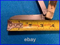 Nos Hen & Rooster 312 Deer Stag/damascus Folding Knife Spain