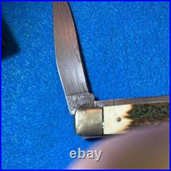 Nos Hen & Rooster 312 Deer Stag/damascus Folding Knife Spain