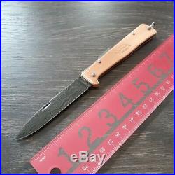 OTTER-Messer Mercator Folding Knife 3.5 Damascus Steel Blade Copper Handle