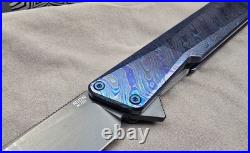 Oknife AION Zirconium Damascus Folding Pocket Knife Limited Release Very Rare