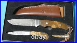 Paraforce Damascus Knife Set New Root Wood Handle