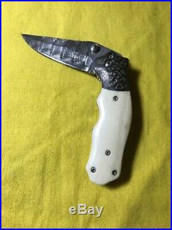 Pat Crawford Custom Kasper Fighter Damascus Folding Knife