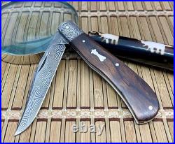 Patrik Francescato Desert Ironwood Mosaic Damascus Slip Joint Trapper Knife