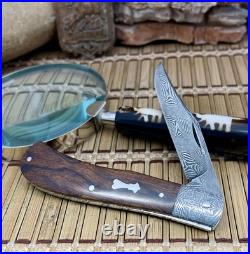 Patrik Francescato Desert Ironwood Mosaic Damascus Slip Joint Trapper Knife