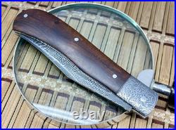 Patrik Francescato Desert Ironwood Mosaic Damascus Slip Joint Trapper Knife