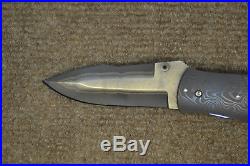 Peter Martin Custom Folding Knife San Mai Damascus Blade with Micarta Grips