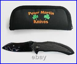 Peter Martin Full Dress QSB Folding San Mai Damascus Blade Knife Free Shipping
