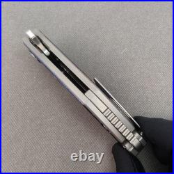 Pocket Knife Titanium Flamed Zirconium Damascus EDC Flipper Frame Lock KB031